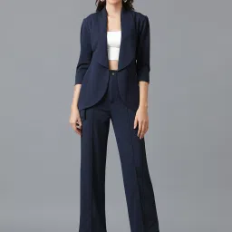 Women 2 Pc Coat Set (Blazer&Pant) Solid Suit-image-15