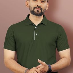 Men Solid Polo Neck Polyester Green T-Shirt-image-32