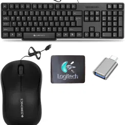 Mophonics Wired K20 Keyboard, Mouse, MousePad, C-OTG (Set of 4) Combo Set-20