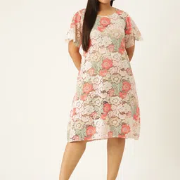 Simaaya Multicoloured Floral Flared Sleeve Lace A-Line Dress-picture-15