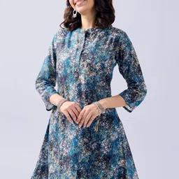 KERI PERRY Women Mandarin Collar Abstract Print A-Line Dress-3