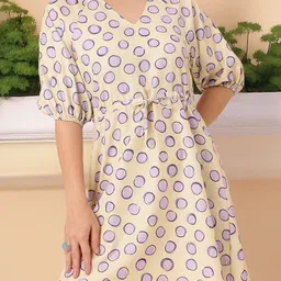 DressBerry Cool Chic Printed Waist Tie-Ups A-Line Mini Dress-image-99