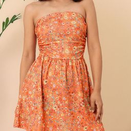 DressBerry Chic Blooming Printed Gathered Bandeau Mini Dress-image-94
