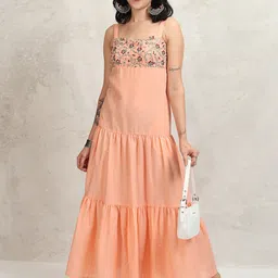 Vishudh Embroidered Shoulder Straps Tiered Maxi Ethnic Dress-image-60
