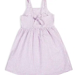 My Milestones Girls Checked Shoulder Straps Tie-Ups Cotton A-Line Dress-picture-4