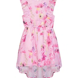 Budding Bees Girls Floral Printed High-Low Chiffon Fit & Flare Dress-image-85
