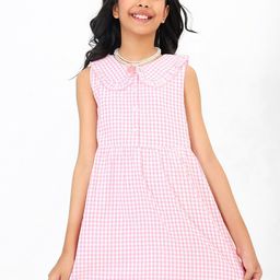 BONKIDS Checked Cotton A-Line Above Knee Length Dress-24