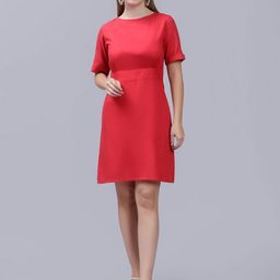 ENTELLUS Round Neck A-Line Cotton Dress-image-34