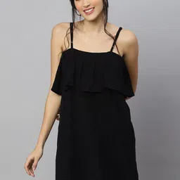ANAI Shoulder Straps Layered Cotton A-Line Dress-image-21