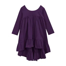 A.T.U.N. Girls Purple Pure Cotton A-Line Dress-picture-47