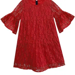 A T U N Red Lace A-Line Dress-image-42