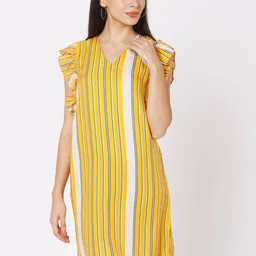 SPYKAR Women Yellow Striped A-Line Dress-picture-23