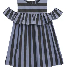 A.T.U.N. Charcoal & Black Striped A-Line Dress-picture-24