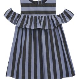 A.T.U.N. Charcoal & Black Striped A-Line Dress-image-88