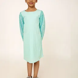 A Little Fable Accordian Pleat Sequined A-Line Dress-image-86