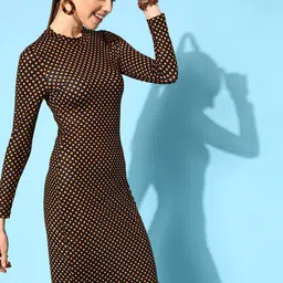 STREET 9 Brown & Mustard Yellow Bodycon Dress-image-59