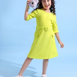 Hola Bonita Girls Round Neck A-Line Dress-image-41