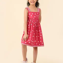 Fabindia Girls Polka Dots Printed Cotton A-Line Dress-41