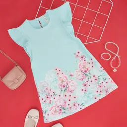 Pantaloons Junior Kids Girls Floral Printed Flutter Sleeves A Line Dress-image-51