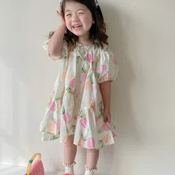 StyleCast x Revolte Printed Puff Sleeves A-Line Dress-picture-26