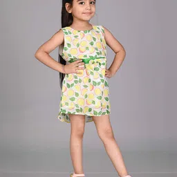 Creative Kids Girls Conversational Printed Belted Cotton A-Line Dress-image-90