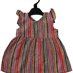 BAESD Girls Striped Print Flutter Sleeve Organic Cotton Fit & Flare Dress-picture-31
