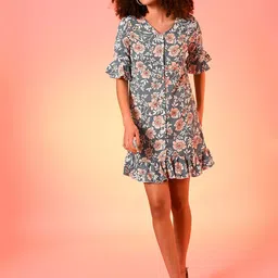 Campus Sutra Women Blue Floral Dress-picture-20