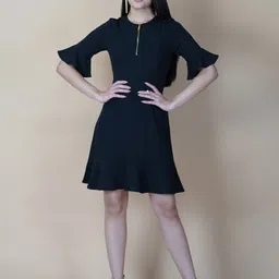 RAASSIO Crepe A-Line Dress-image-75
