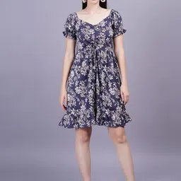 JC4U Floral Print Puff Sleeve A-line Dress-29