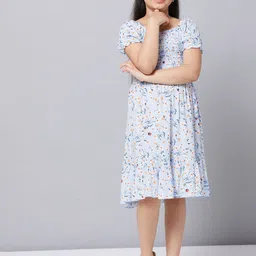Stylo Bug Girls Floral Printed A-Line Pure Cotton Dress-image-23
