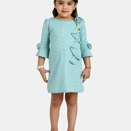 Peppermint Sea Green & Gold-Toned A-Line Dress-picture-10