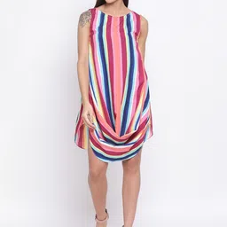 ALL WAYS YOU Striped Crepe A-Line Dress-image-57