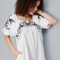 max Print Puff Sleeve A-Line Dress-image-49