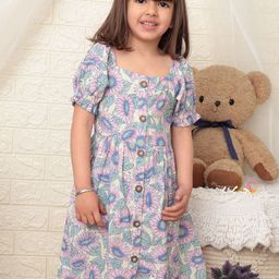 Beebay Girls Sunflower Print Button Down Fit & Flare Dress-image-59
