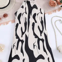 StyleCast Girls Beige& Black Print A-Line Dress-image-45