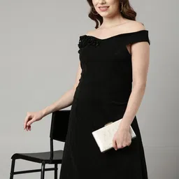 SHOWOFF Off-Shoulder A-Line Knee Length Opaque Party Dress-picture-34
