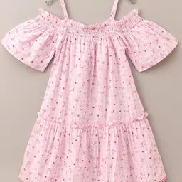 Hola Bonita Girls Polka Dot Print Cold-Shoulder A-Line Dress-image-77