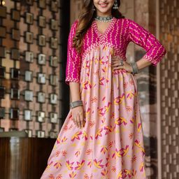Rustorange Pink Floral A-Line Dress-29