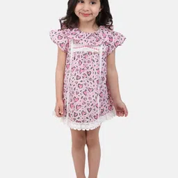 One Friday Girls Pink Floral A-Line Cotton Dress-27