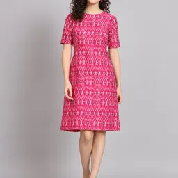 PowerSutra Ethnic Print Cotton A-Line Dress-image-8