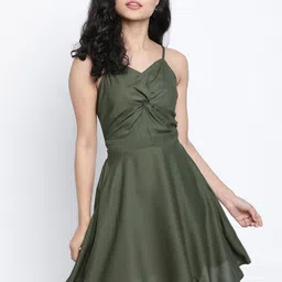 DRAAX Fashions Shoulder Straps Fit & Flare Mini Dress-image-71