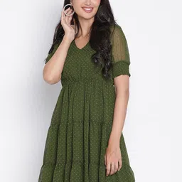 DRAAX Fashions Self Design A-Line Dress-image-25