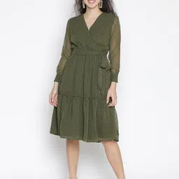 DRAAX Fashions Self Design Fit & Flare Dress-image-72