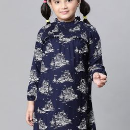 Oxolloxo Conversational Printed Smocked A-Line Dress-picture-22