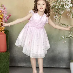 Lil Peacock Girls Self Design Net Fit & Flare Dress-picture-14