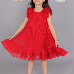 LIL DRAMA Girls Accordion Pleated Georgette A-Line Dress-image-71