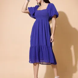 Strong And Brave Georgette Fit & Flare Dress-image-25