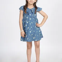IDAA Girls Floral Print Flutter Sleeve A-Line Dress-image-39