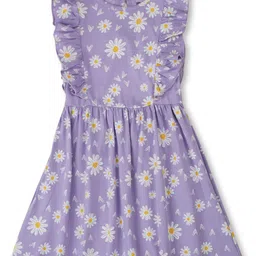 Gini and Jony Girls Floral Printed Flutter Sleeve Cotton A-Line Dress-picture-53