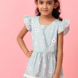 V-Mart Floral Printed Flutter Sleeve A-Line Dress-image-46